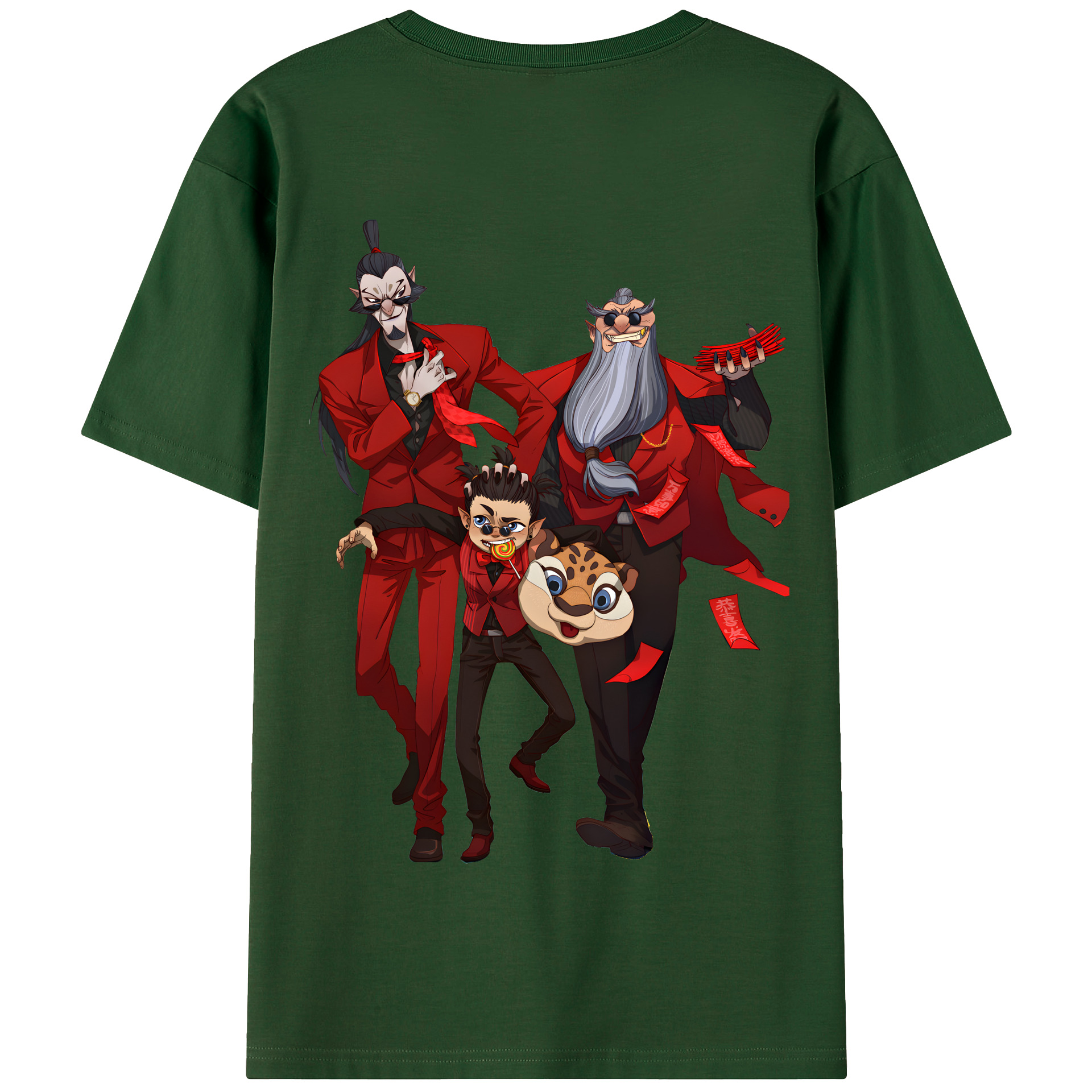（画像用） Ne Zha 2 ナタ 魔童の大暴れ 綿100％半袖Tシャツ（背面プリント）